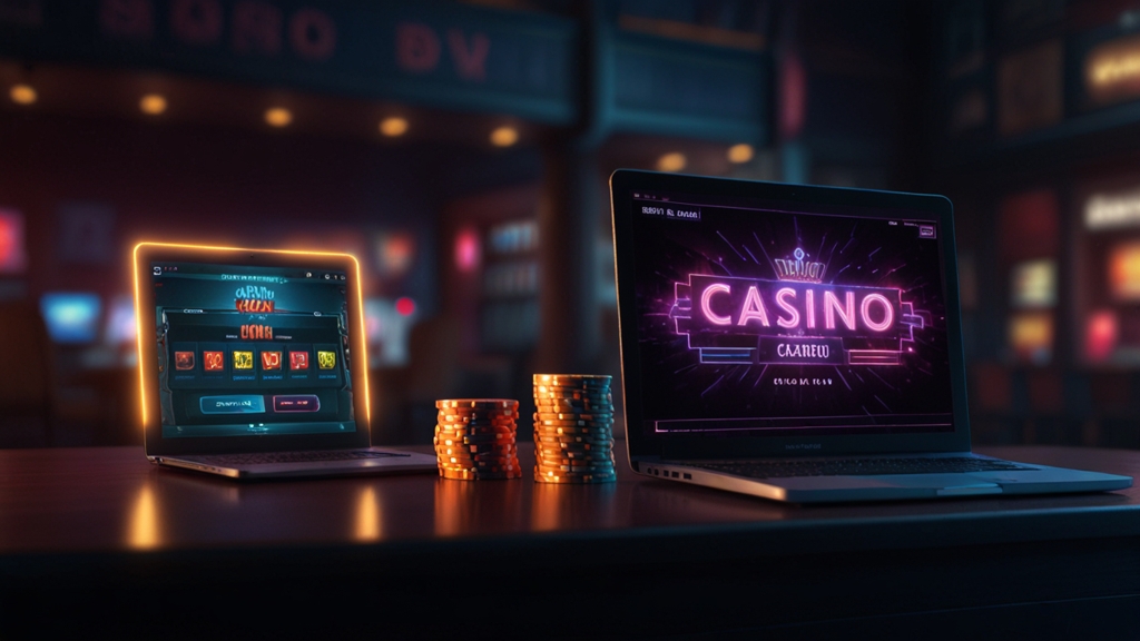 Schermo con codice promo e atmosfera da casinò al neon