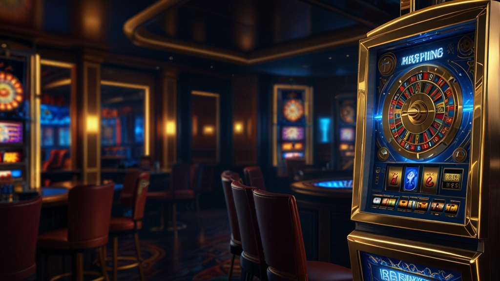 Giri gratis evidenziati su una slot in un casinò scuro